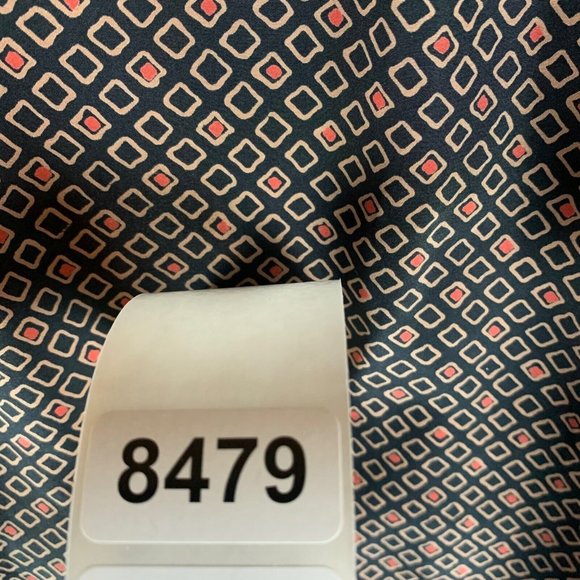 Halston‎ VI Women's Long Sleeve Tie Neck Brown Diamond Print Blouse Size 10 8479 - Picture 8 of 8